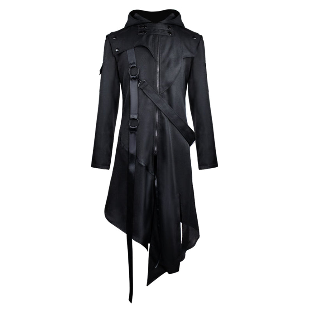 Men's dark edgy gothic fantasy-inspired costume jacket with irregular cut for Halloween