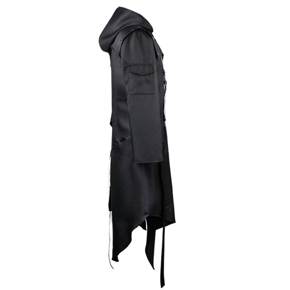 Men's dark edgy gothic fantasy-inspired costume jacket with irregular cut for Halloween