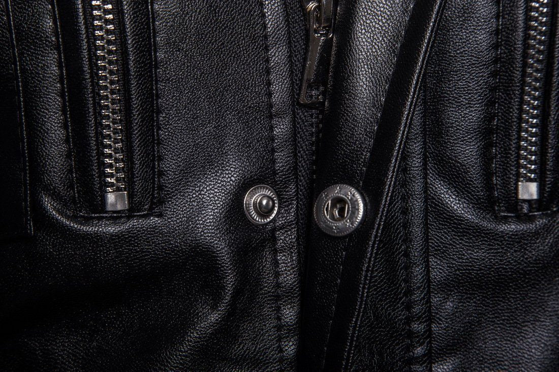 Men's edgy mid-length jacket with stand-up collar and four pockets