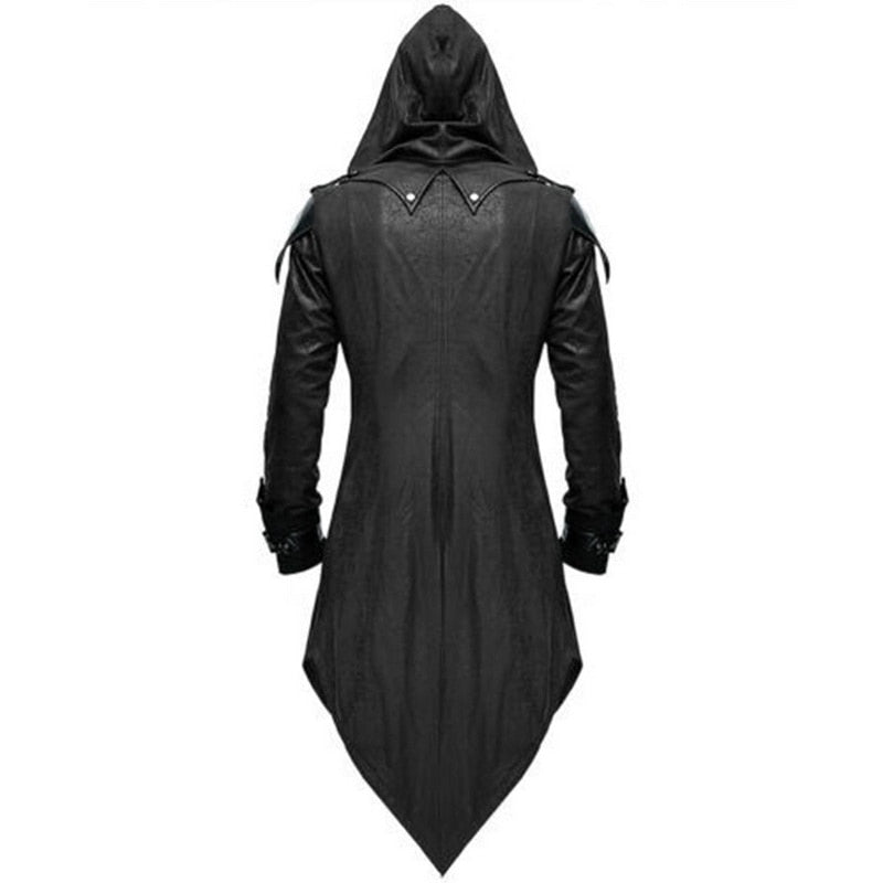 Men's Gothic Halloween costume jacket with hood dark medieval style