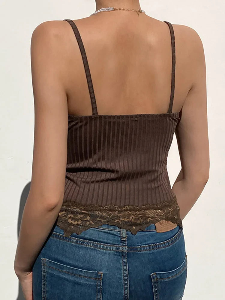 Gothic sexy backless v-neck camisole top for women