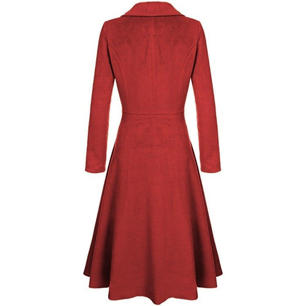Women's vintage casual windbreaker coat with suit collar design