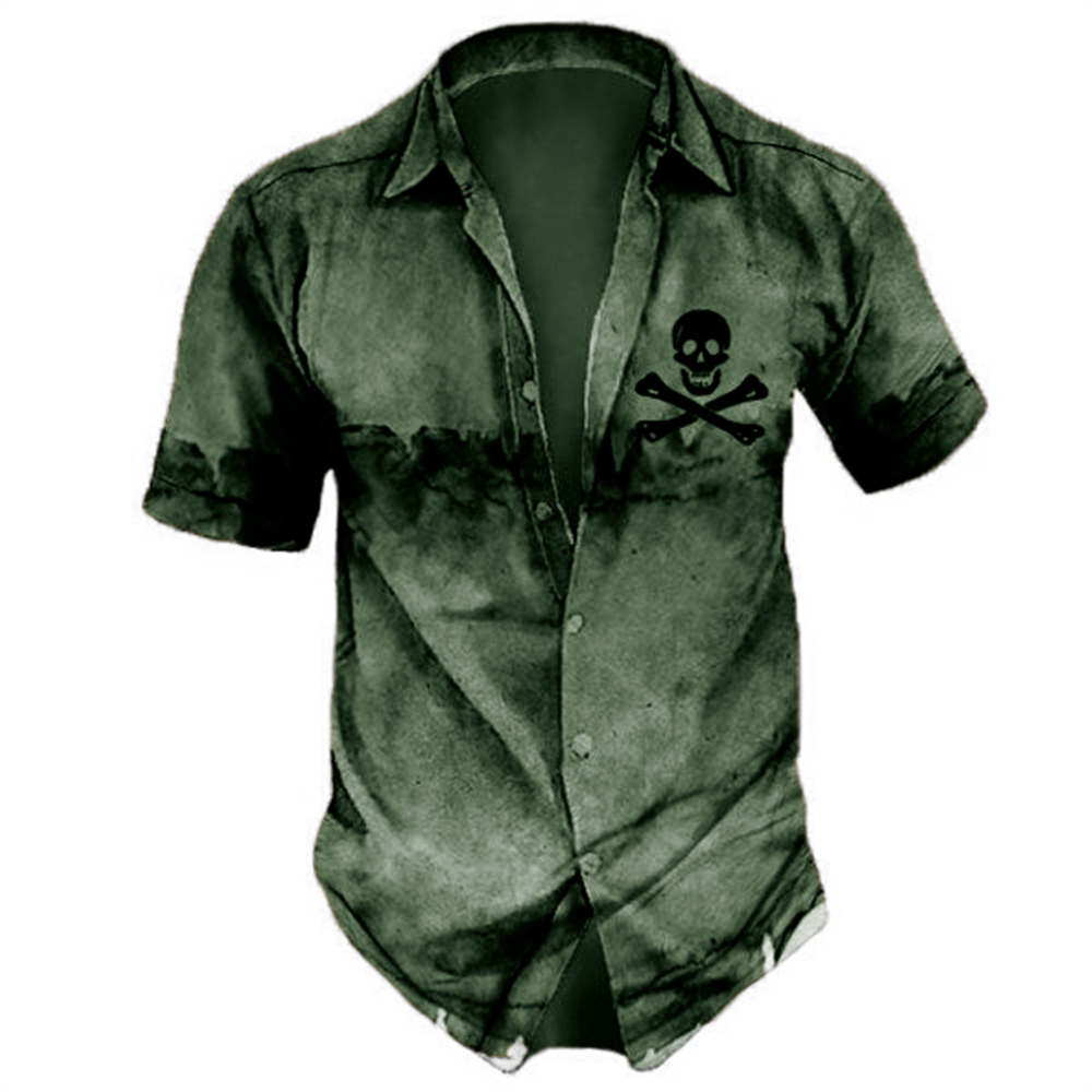 Men's pirate-inspired shirt with skull and crossbones design