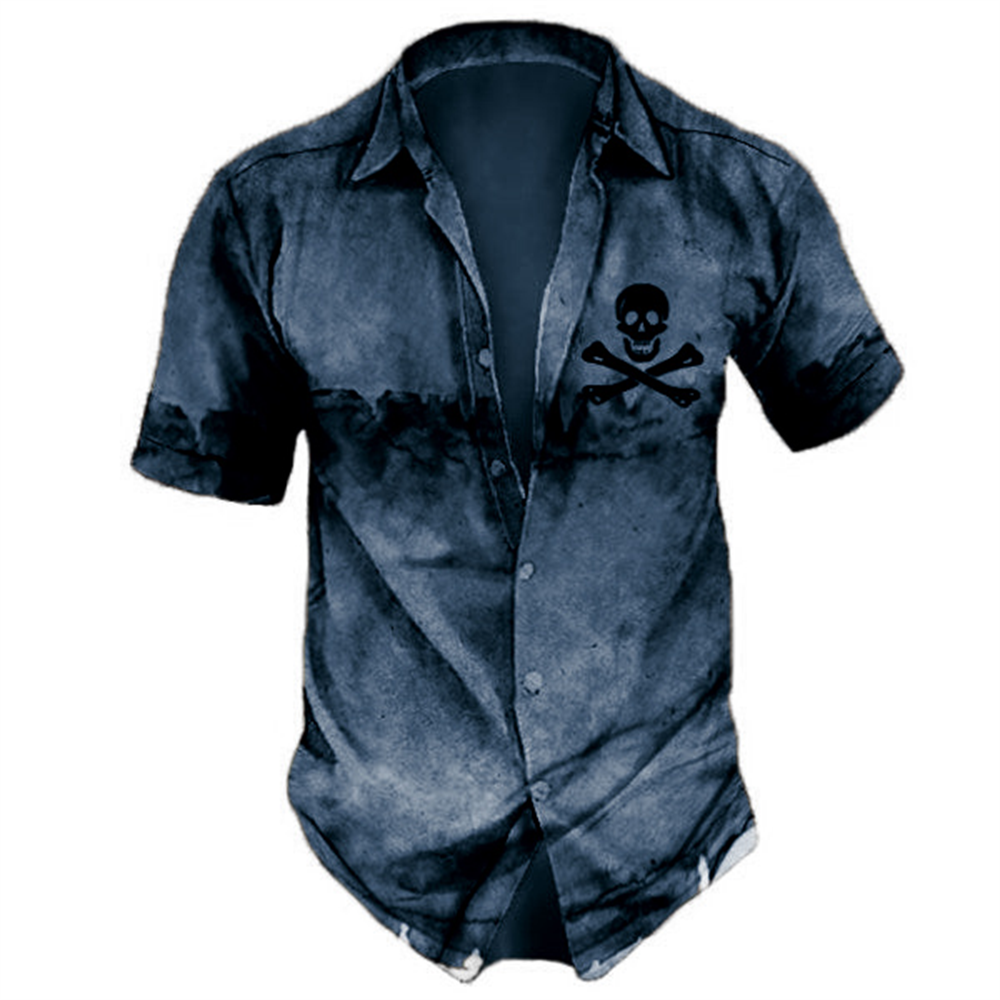 Men's pirate-inspired shirt with skull and crossbones design