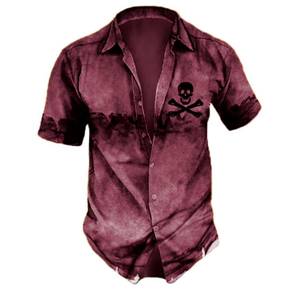 Men's pirate-inspired shirt with skull and crossbones design