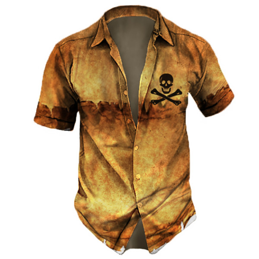 Men's pirate-inspired shirt with skull and crossbones design