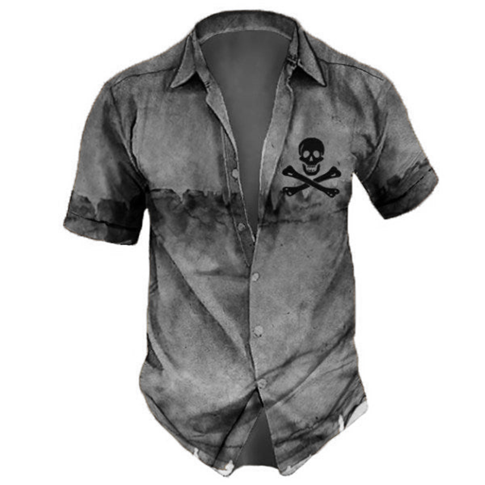 Men's pirate-inspired shirt with skull and crossbones design
