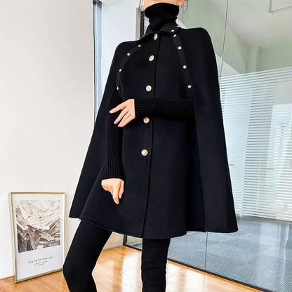 Women's black gothic cape coat