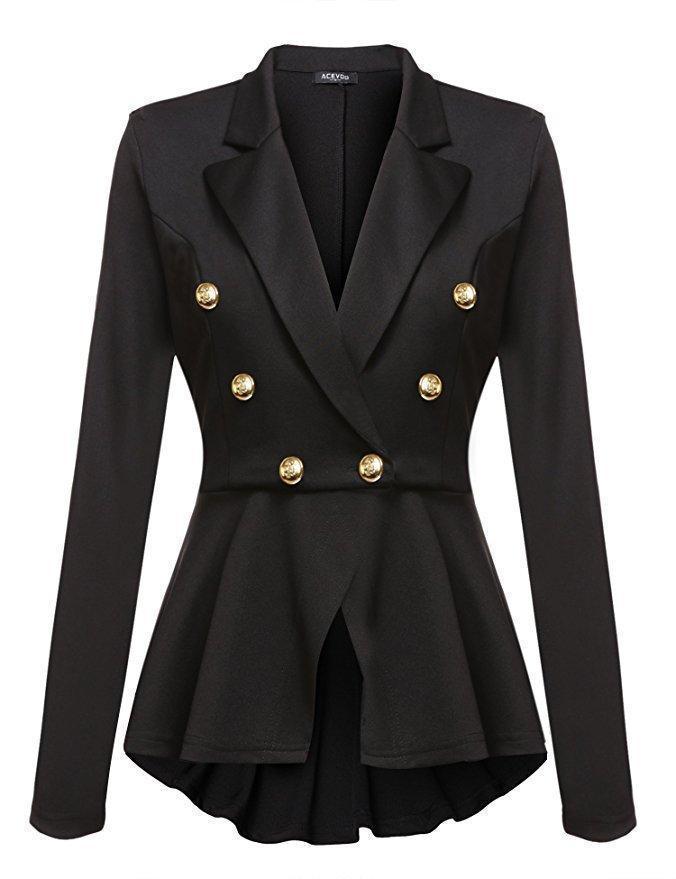 Women's gothic double breasted blazer suit jacket with metal buttons