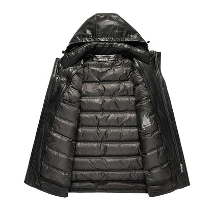 Men's mid-length hooded jacket urban casual winter wear with pockets