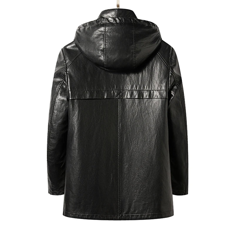 Men's mid-length hooded jacket urban casual winter wear with pockets