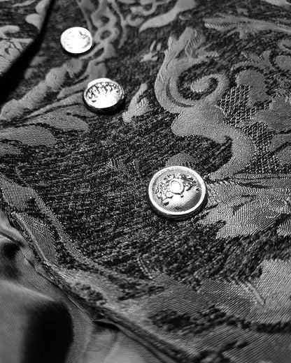 Men's gothic steampunk tailcoat jacket with embroidered design