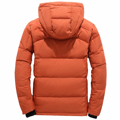 Men's hooded thick winter jacket with pockets