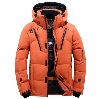 Men's hooded thick winter jacket with pockets
