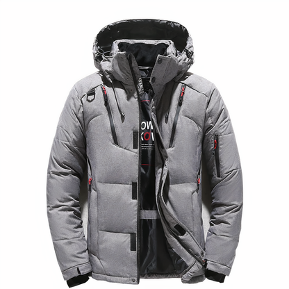 Men's hooded thick winter jacket with pockets