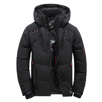 Men's hooded thick winter jacket with pockets