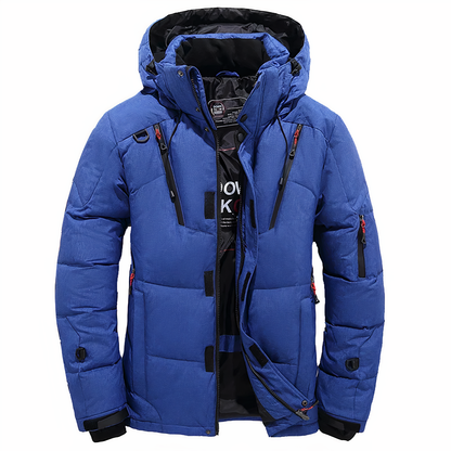 Men's hooded thick winter jacket with pockets