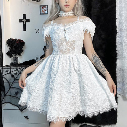 Women's a-line silhouette v-neck collar gothic halloween skirt dress