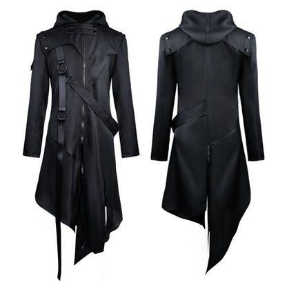 Men's dark edgy gothic fantasy-inspired costume jacket with irregular cut for Halloween