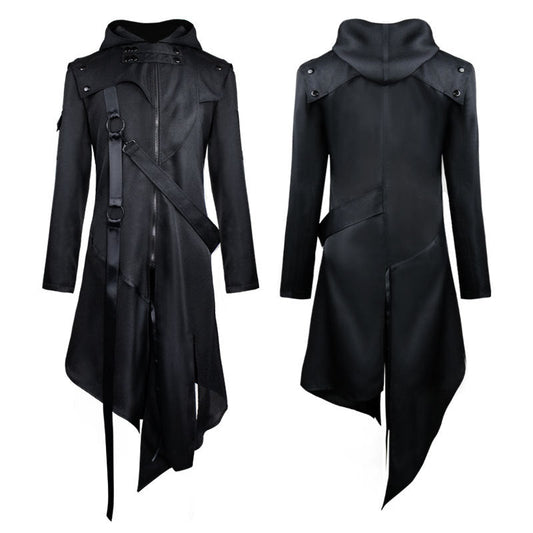 Men's dark edgy gothic fantasy-inspired costume jacket with irregular cut for Halloween