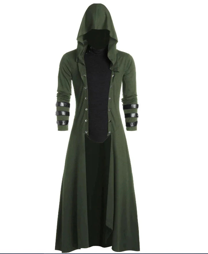 Men's gothic medieval retro edgy hooded costume jacket