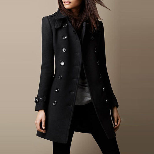 Stylish women's double-breasted coat