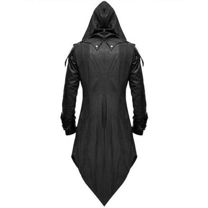 Men's Gothic Halloween costume jacket with hood dark medieval style