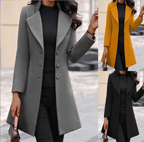 Women's long coat with multi-button placket