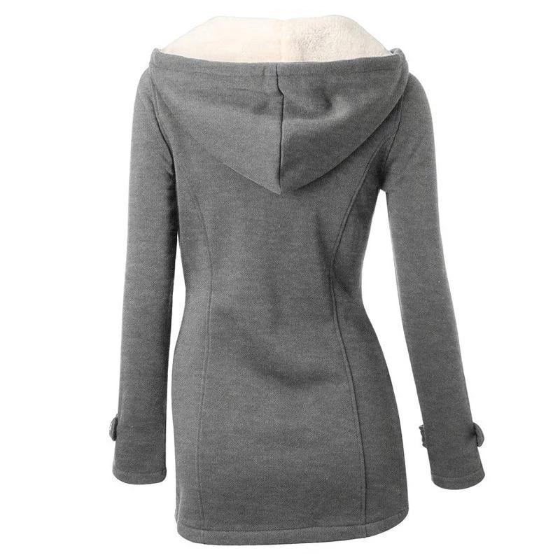 Women's gothic hooded thick retro classic coat with toggle closure and pockets