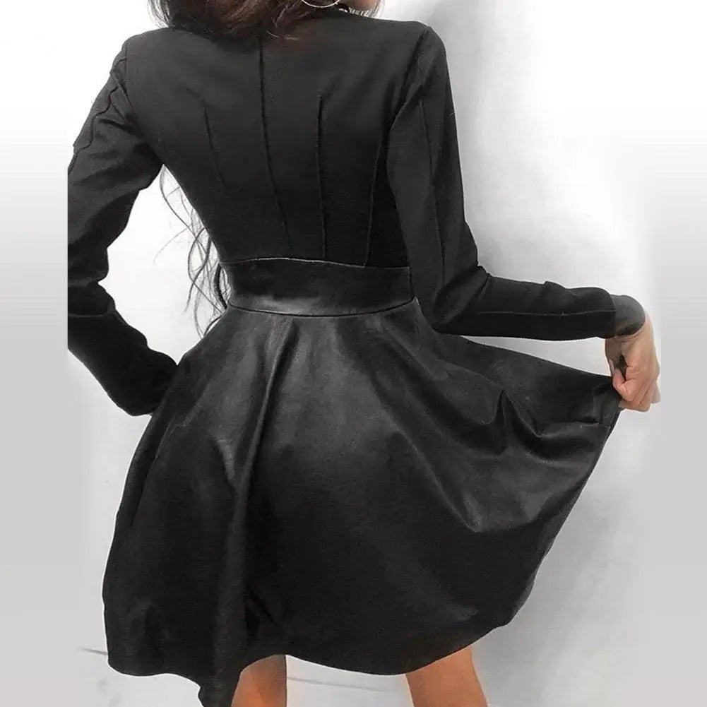 Women's black gothic mid-rise waist large swing midi dress