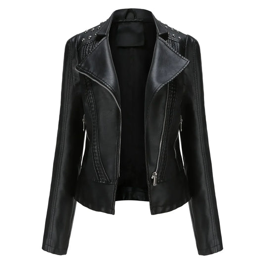 Gothic punk women's studded motorcycle jacket