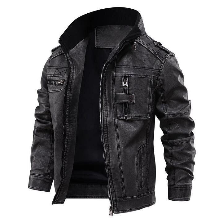 Men's casual stand collar jacket with zipper and pockets