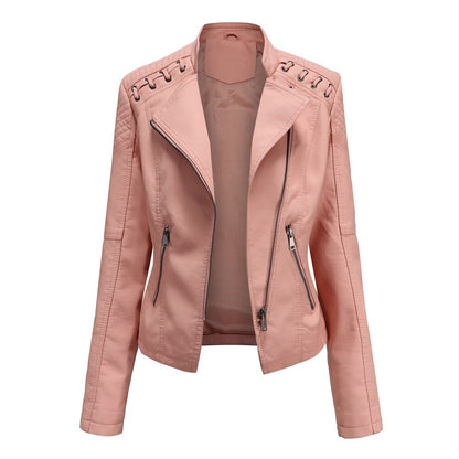 Women's slim-fit short jacket with lapel collar and long sleeves