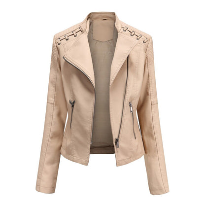 Women's slim-fit short jacket with lapel collar and long sleeves