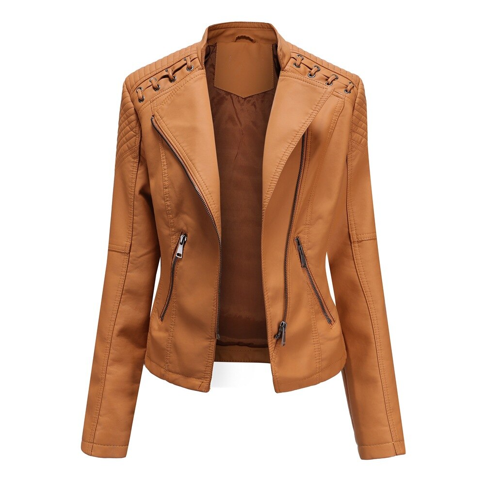 Women's slim-fit short jacket with lapel collar and long sleeves