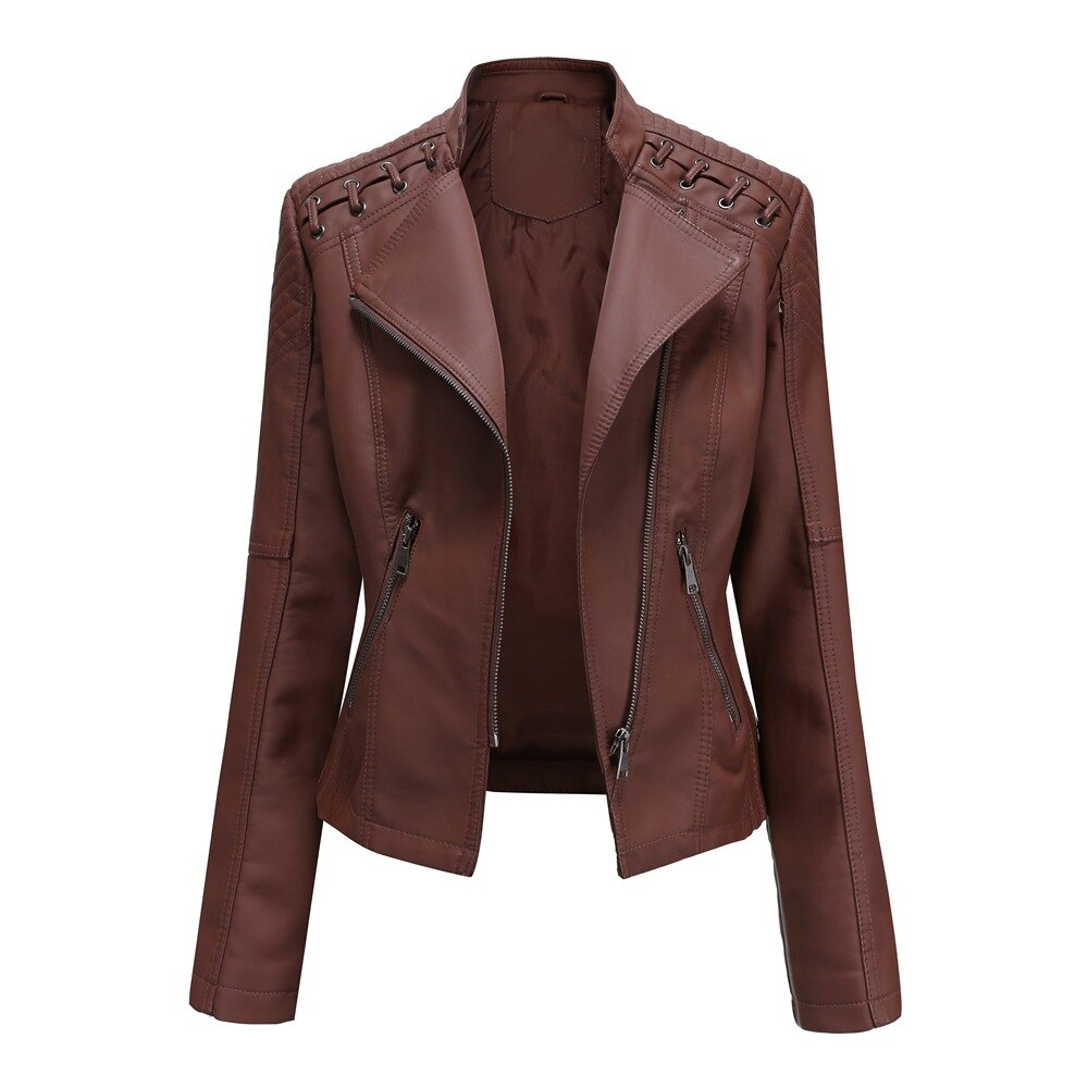 Women's slim-fit short jacket with lapel collar and long sleeves