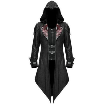 Men's Gothic Halloween costume jacket with hood dark medieval style