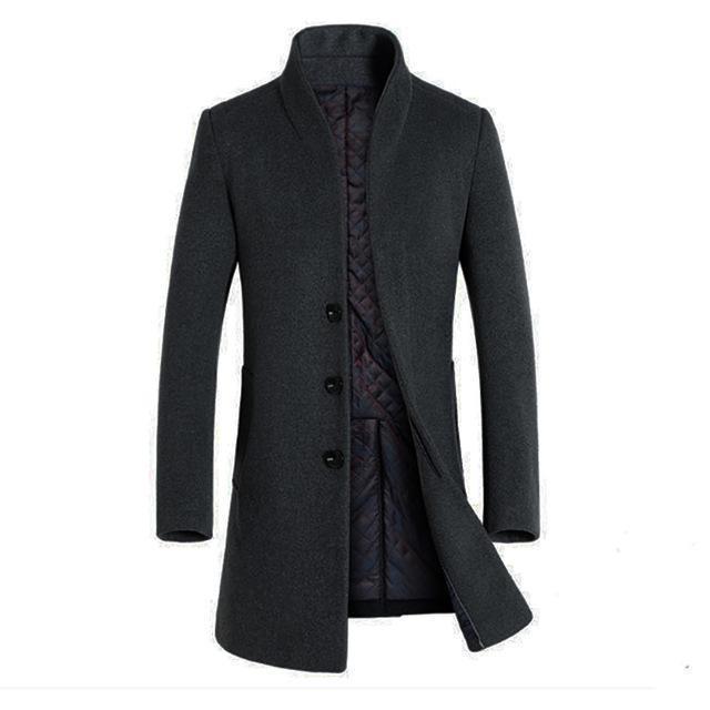 Men's winter coat modern slim fit single-breasted with stand collar