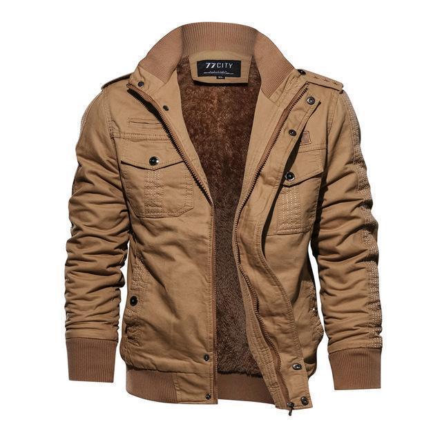 Men's loose fit military jacket with long sleeves and pockets