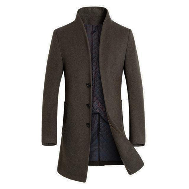 Men's winter coat modern slim fit single-breasted with stand collar