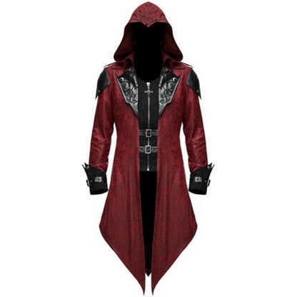 Men's Gothic Halloween costume jacket with hood dark medieval style