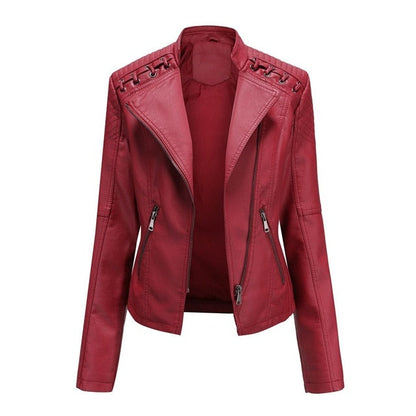 Women's slim-fit short jacket with lapel collar and long sleeves