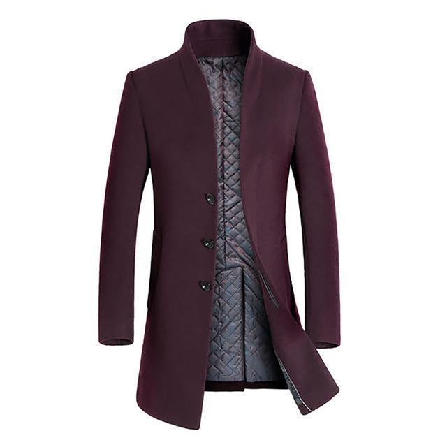 Men's winter coat modern slim fit single-breasted with stand collar