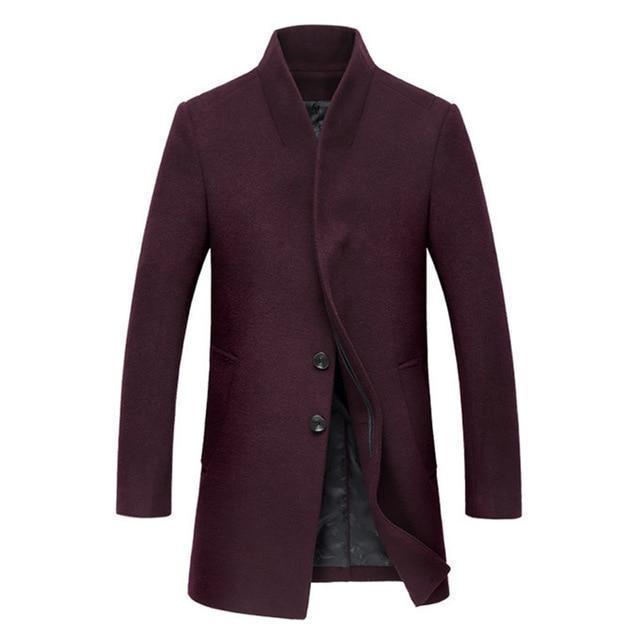 Men's winter coat modern slim fit single-breasted with stand collar