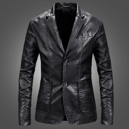 Men's casual suit collar jacket with bright line patch pockets