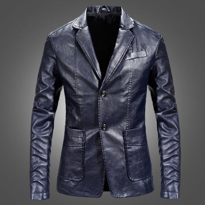 Men's casual suit collar jacket with bright line patch pockets