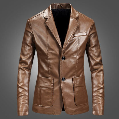 Men's casual suit collar jacket with bright line patch pockets