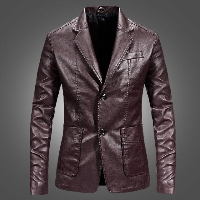 Men's casual suit collar jacket with bright line patch pockets