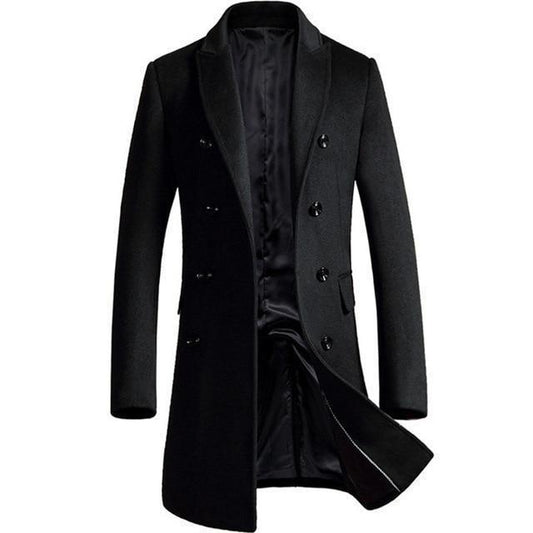 Gothic men's mid-length coat with double-breasted placket