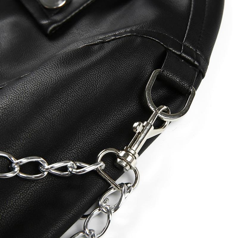 Gothic punk women's chain detail motorcycle jacket